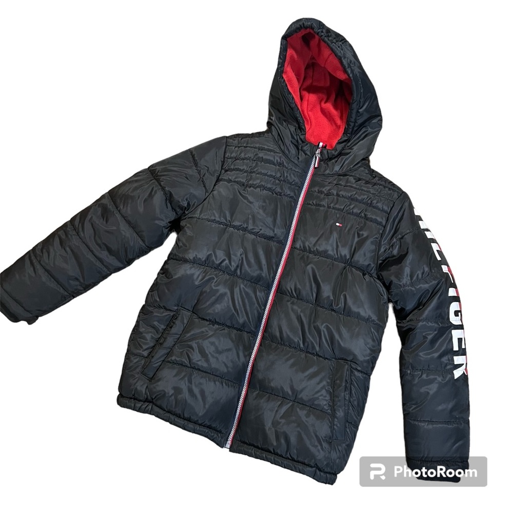 Youth Boys Tommy Hilfiger Winter Jacket Size Large 14/16 black & red